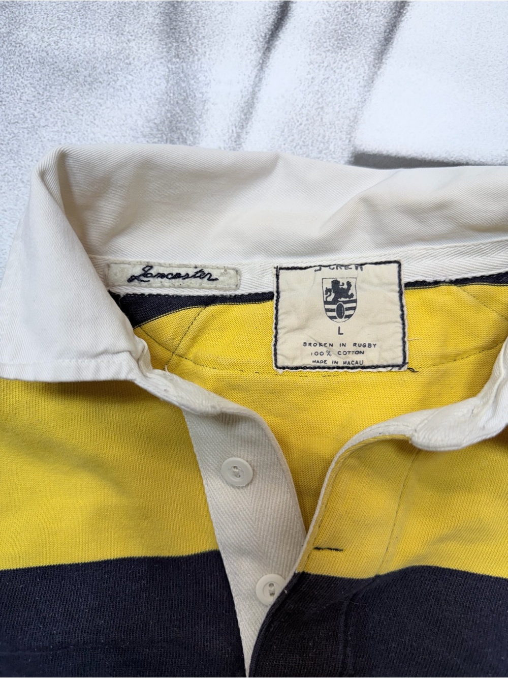 J. Crew Lancaster Men’s sz Large Broken In Striped Rugby Jersey A49 - Picture 5 of 6